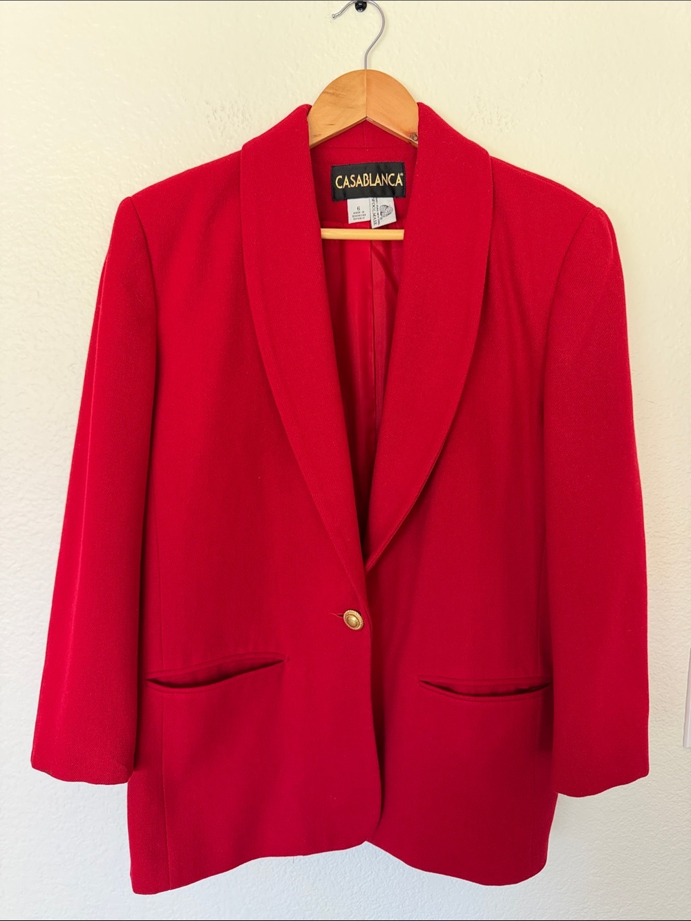 Wool red vintage blazer size 6